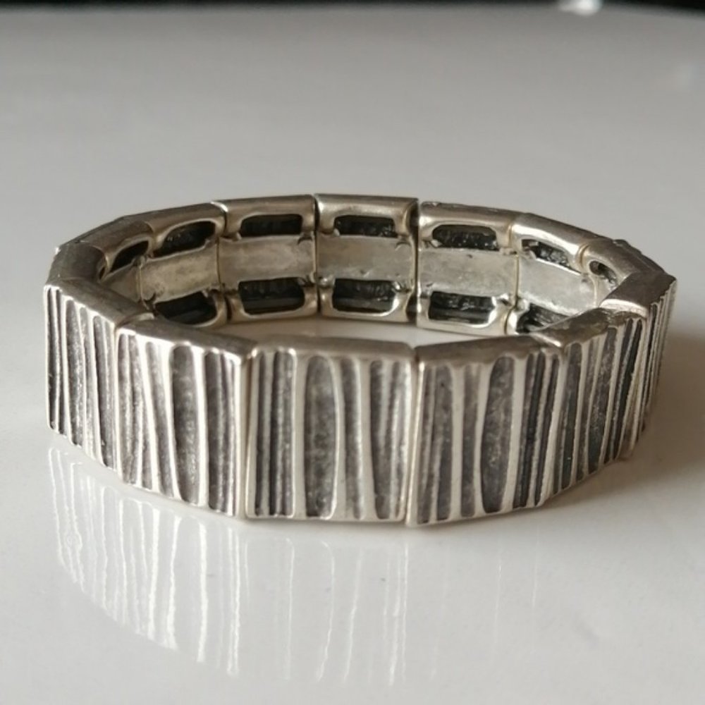 Iman Avant Garde / Traditional Turkish Design Textured Zamak Stretch Bracelet